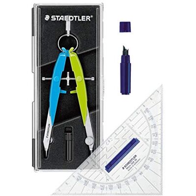 Staedtler Mars Comfort Compasso geometrico, astuccio con coperchio a ribalta (set di compassi blu?verde, 1) Staedtler Mars Comfort Compasso geometrico, astuccio con coperchio a ribalta (set di compassi blu?verde, 1)