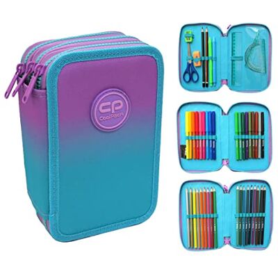 Coolpack XXL Pencil Case 3-Compartment School Pencil Case Triple Pencil Case for One Girl Ombre Violet Pencil Case 44-Piece Filled Student Case 3-Tier, Purple, Pencil case Coolpack XXL Pencil Case 3-Compartment School Pencil Case Triple Pencil Case for One Girl Ombre Violet Pencil Case 44-Piece Filled Student Case 3-Tier, Purple, Pencil case