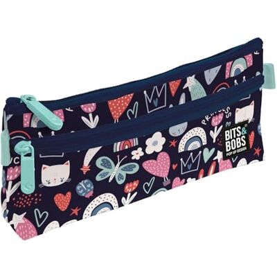 Grafoplás Astuccio da scuola piatto, 2 tasche, 23 x 10 cm, scomparti con cerniera, maniglie facile apertura, bit & Bobs Pop Up Design, blu, 23x10x4cm, Principessa Grafoplás Astuccio da scuola piatto, 2 tasche, 23 x 10 cm, scomparti con cerniera, maniglie facile apertura, bit & Bobs Pop Up Design, blu, 23x10x4cm, Principessa