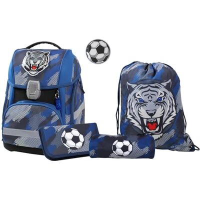 Schneiders FaBAG Set di 5 Pezzi Soccer/Tiger con Borsa da Ginnastica, Astuccio per Le matite, Rotolo per Le matite e Toppe individuali, Leggero ed ergonomico, Circa 22 l di Volume Schneiders FaBAG Set di 5 Pezzi Soccer/Tiger con Borsa da Ginnastica, Astuccio per Le matite, Rotolo per Le matite e Toppe individuali, Leggero ed ergonomico, Circa 22 l di Volume