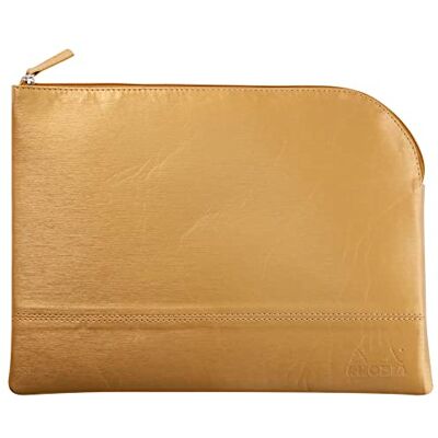 Rhodia Astuccio con cerniera simil cuoio Or Dimensioni L (21 x 28 cm) vere cuciture Interno in tessuto arancione documenti, piccole forniture da ufficio Rhodia Astuccio con cerniera simil cuoio Or Dimensioni L (21 x 28 cm) vere cuciture Interno in tessuto arancione documenti, piccole forniture da ufficio