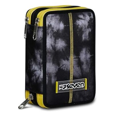 Seven Astuccio Scuola Elementare, 3 scomparti, Medie, con Matite, Pennarelli, Penne, 3 Zip, Heavy Boy, Bambino e Ragazzo, grigio/giallo Seven Astuccio Scuola Elementare, 3 scomparti, Medie, con Matite, Pennarelli, Penne, 3 Zip, Heavy Boy, Bambino e Ragazzo, grigio/giallo