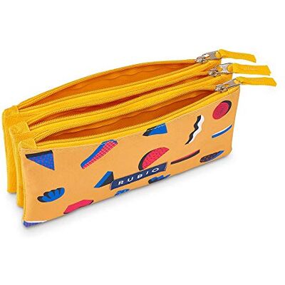 RUBIO PAPELERIA Astuccio triplo forma 3D giallo RUBIO PAPELERIA Astuccio triplo forma 3D giallo