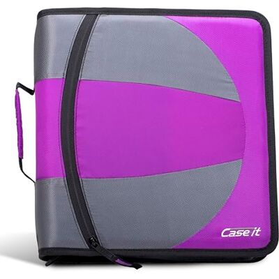 Case it Case-it Raccoglitore doppio 2 in 1 con cerniera, due anelli a D da 3,8 cm, include astuccio, tasche multiple, capacità 600 fogli, fornito con tracolla, colore: viola scuro Dual-101 Case it Case-it Raccoglitore doppio 2 in 1 con cerniera, due anelli a D da 3,8 cm, include astuccio, tasche multiple, capacità 600 fogli, fornito con tracolla, colore: viola scuro Dual-101