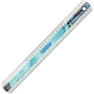 Westcott E-13300 Blue Righello in plastica effetto marmo, 30 cm, 12 pollici, colore: Turchese Westcott E-13300 Blue Righello in plastica effetto marmo, 30 cm, 12 pollici, colore: Turchese