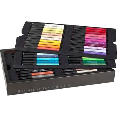 Faber-Castell Pennarelli Pitt Artist Pen, astuccio in legno da 66 pezzi Faber-Castell Pennarelli Pitt Artist Pen, astuccio in legno da 66 pezzi