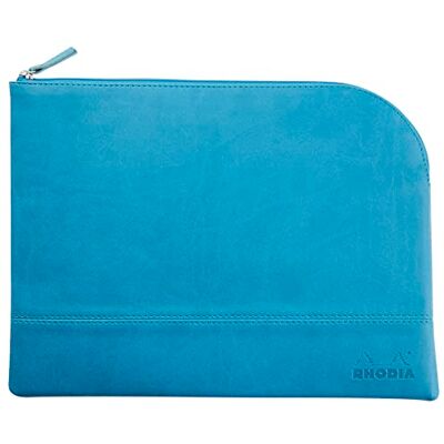 Rhodia Astuccio con cerniera simil cuoio TURCHESE Dimensioni M (16 x 22 cm) vere cuciture Interno in tessuto arancione documenti, piccole forniture da ufficio Rhodia Astuccio con cerniera simil cuoio TURCHESE Dimensioni M (16 x 22 cm) vere cuciture Interno in tessuto arancione documenti, piccole forniture da ufficio