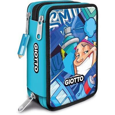 Giotto Astuccio Supermina 3 Zip Young Street Art, AZZURRO Giotto Astuccio Supermina 3 Zip Young Street Art, AZZURRO