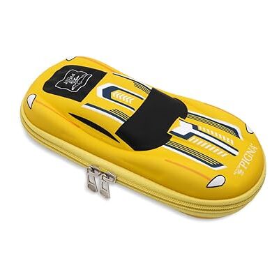 Pigna Astuccio Macchinina BBurago Giallo, Sagomato Rigido con Comparti Interni, Portapenne e Retina, Collezione Esclusiva BBurago x Pigna Astuccio Macchinina BBurago Giallo, Sagomato Rigido con Comparti Interni, Portapenne e Retina, Collezione Esclusiva BBurago x