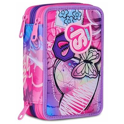SJ GANG STYLE JAM GANG Astuccio Scuola 3 Zip, Fucsia, Portapenne Triplo Scomparto Completo Di Penne, Matite, Colori, Accessori Zaino, Scuola Elementare, Bambina SJ GANG STYLE JAM GANG Astuccio Scuola 3 Zip, Fucsia, Portapenne Triplo Scomparto Completo Di Penne, Matite, Colori, Accessori Zaino, Scuola Elementare, Bambina