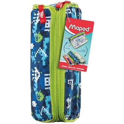 Maped Astuccio scolastico a doppio scomparto Pixel Blue Funzionale ed elegante, multicolore, con cerniera, multicolore, Con chiusura lampo Maped Astuccio scolastico a doppio scomparto Pixel Blue Funzionale ed elegante, multicolore, con cerniera, multicolore, Con chiusura lampo