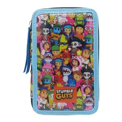 CYPBRANDS Stumble Guys, astuccio a 3 scomparti, con materiale scolastico, astuccio completo, licenza ufficiale, per ragazzi e ragazze, design divertente CYPBRANDS Stumble Guys, astuccio a 3 scomparti, con materiale scolastico, astuccio completo, licenza ufficiale, per ragazzi e ragazze, design divertente