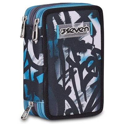 Seven Astuccio Scuola Elementare, 3 scomparti, Medie, con Matite, Pennarelli, Penne, 3 Zip, Write Up, Bambino, Ragazzo, grigio/nero Seven Astuccio Scuola Elementare, 3 scomparti, Medie, con Matite, Pennarelli, Penne, 3 Zip, Write Up, Bambino, Ragazzo, grigio/nero