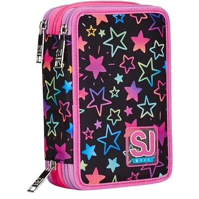 SJ Gang STYLE JAM GANG Astuccio Scuola 3 Zip, Nero e Rosa, Colorful Panda, Portapenne Triplo Scomparto Completo Di Penne, Matite, Colori, Accessori Zaino, Elementari, Medie, Bambina, SJ Gang STYLE JAM GANG Astuccio Scuola 3 Zip, Nero e Rosa, Colorful Panda, Portapenne Triplo Scomparto Completo Di Penne, Matite, Colori, Accessori Zaino, Elementari, Medie, Bambina,
