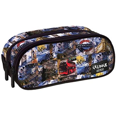 Grafoplás Astuccio per la scuola doppia, 24,5 x 9,5 cm, Collezione Grunge Cities, London, multicolore, 24,5x9,5cm, Astuccio scolastico a due scomparti Grafoplás Astuccio per la scuola doppia, 24,5 x 9,5 cm, Collezione Grunge Cities, London, multicolore, 24,5x9,5cm, Astuccio scolastico a due scomparti