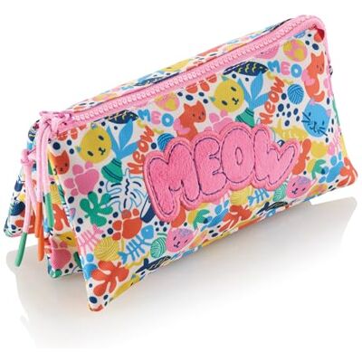 Miquelrius Astuccio scolastico triplo, astuccio riciclato con 3 scomparti, cerniera in plastica, maniglie in corda, finitura asciugamano, rientro a scuola, 22 x 2 x 11,5 cm, Matisse Cat Miquelrius Astuccio scolastico triplo, astuccio riciclato con 3 scomparti, cerniera in plastica, maniglie in corda, finitura asciugamano, rientro a scuola, 22 x 2 x 11,5 cm, Matisse Cat