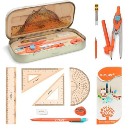 YPLUS Set Geometria per Studenti, Compasso Goniometro Matematica con Righelli, Scatola di Kit Goniometro per Materiale Scolastico e Scolastico, 12 Pezzi YPLUS Set Geometria per Studenti, Compasso Goniometro Matematica con Righelli, Scatola di Kit Goniometro per Materiale Scolastico e Scolastico, 12 Pezzi
