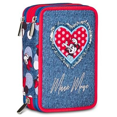 Seven Minnie Astuccio Scuola 3 Zip, Blu Denim, Portapenne Triplo Scomparto Completo Di Penne, Matite, Colori, Scuole Elementari, Bambina Seven Minnie Astuccio Scuola 3 Zip, Blu Denim, Portapenne Triplo Scomparto Completo Di Penne, Matite, Colori, Scuole Elementari, Bambina