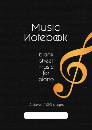 Edy, Happy Music Notebook with no clefs: Blank sheet music for piano, 12 staves, 100 pages