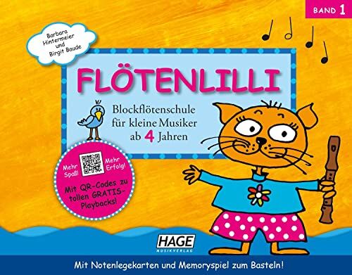 Hage Musikverlag Flötenlilli, Sopranblockflötenschule1: Blockflötenschule für kleine Musiker ab 4 Jahren. Mit Notenkarten und Memoryspiel zum Basteln