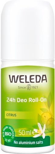 Weleda Deo Roll-on Limone, deodorante roll senza sali d'alluminio dal vivace e fresco profumo di limone, per 24h di efficacia e protezione, facile da applicare (1X50 ml)