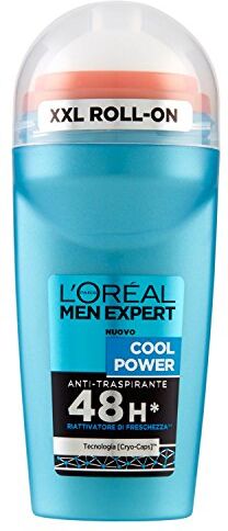 L'ORÉAL Paris Men Expert Cool Power Deodorante Uomo Roll On Anti-Traspirante, 50 ml, Confezione da 6 Pezzi