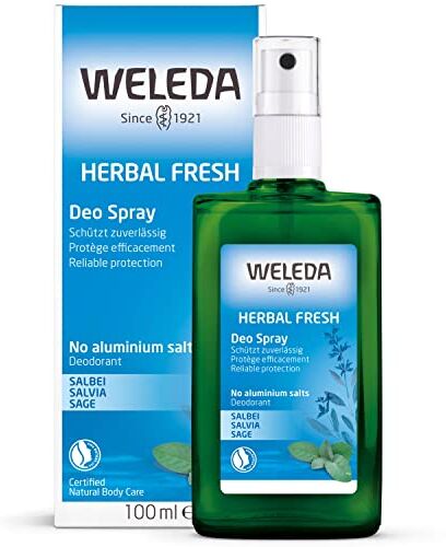 WELEDA Deodorante Salvia, fragranza con puri oli essenziali naturali di salvia, rosmarino e lavanda, senza sali d'alluminio, dermatologicamente testato (1X100 ml)