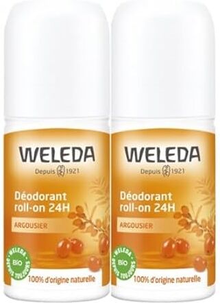 Weleda Deodorante a forma di olivello spinoso Roll-on 24H, confezione da 2 x 50 ml