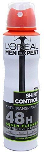 L'ORÉAL L'Oreal Men Expert Shirt Control Non Traspirante Deodorante Spray 48h Adatto Macchie Und Textilverhärtung, 6 Pacco (6x150ml)