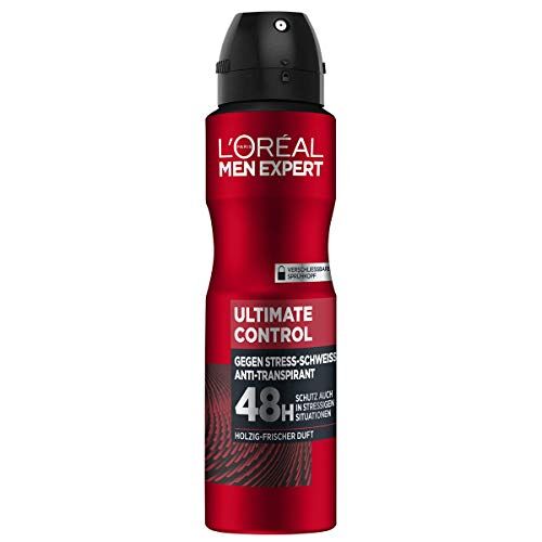 L'ORÉAL Men Expert Ultimate Control Deodorante Spray protegge contro il fastidioso sudore dallo stress e entusiasma grazie al suo profumo maschile (6 x 150 ml)