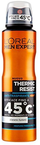 L'ORÉAL Paris Men Expert Deodorante Spray Thermic Resist, Anti-Traspirante 48H, Efficacia fino a 45°, 6 pezzi