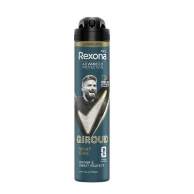 Rexona Men Deodorante spray anti-traspirante 72H Olivier Giroud, freschezza e comfort, formula senza alcol, 200 ml Rexona Men Deodorante spray anti-traspirante 72H Olivier Giroud, freschezza e comfort, formula senza alcol, 200 ml