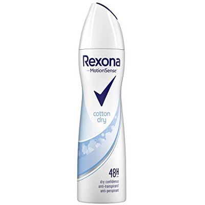 Rexona MotionSense Deodorante Spray Cotton Dry Anti Transpirant con 48 ore di protezione contro l'odore del corpo e l'umidità delle ascelle, 150 ml, 1 pezzo Rexona MotionSense Deodorante Spray Cotton Dry Anti Transpirant con 48 ore di protezione contro l'odore del corpo e l'umidità delle ascelle, 150 ml, 1 pezzo