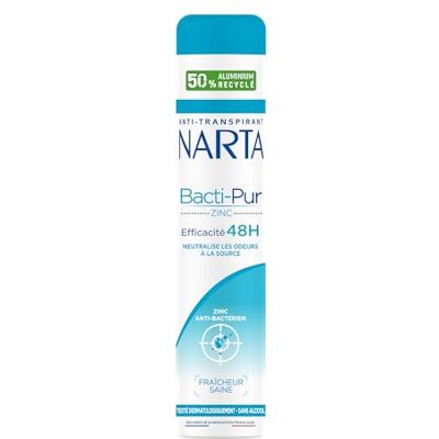 Narta Bacti-Pur Deodorante anti-traspirante da donna, spray Bacti-puro, zinco, efficienza 48 ore, freschezza, sana, senza alcol, 200 ml Narta Bacti-Pur Deodorante anti-traspirante da donna, spray Bacti-puro, zinco, efficienza 48 ore, freschezza, sana, senza alcol, 200 ml