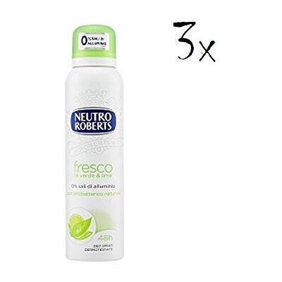 NEUTRO ROBERTS Deodorante spray Fresco al tè verde e lime, 125 ml, 3 pezzi NEUTRO ROBERTS Deodorante spray Fresco al tè verde e lime, 125 ml, 3 pezzi