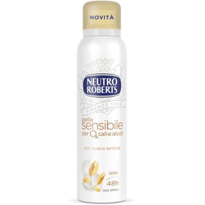 NEUTRO ROBERTS , Deodorante Spray Pelle Sensibile con Avena Lenitiva e Latte, Efficace 48h, Senza Sali di Alluminio e Alcool, Per Pelli Sensibili, Dermatologicamente Testato Flacone da 150ml NEUTRO ROBERTS , Deodorante Spray Pelle Sensibile con Avena Lenitiva e Latte, Efficace 48h, Senza Sali di Alluminio e Alcool, Per Pelli Sensibili, Dermatologicamente Testato Flacone da 150ml