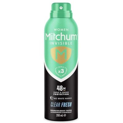 Mitchum Invisible Women 48HR Protection Aerosol Deodorante & Anti-Traspirante, No White Marks, Senza alcool, Clear Fresh, 200 ml Mitchum Invisible Women 48HR Protection Aerosol Deodorante & Anti-Traspirante, No White Marks, Senza alcool, Clear Fresh, 200 ml