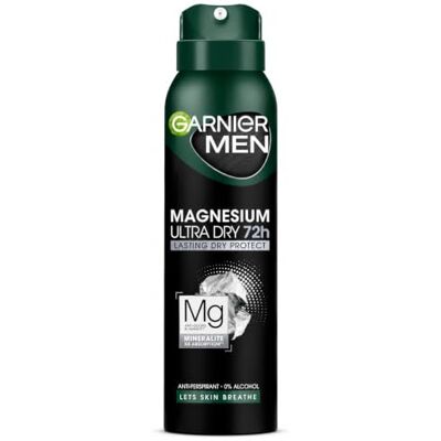 Garnier Deodorante spray da uomo, in magnesio, ultra secco, 72 ore, resistente agli agenti lubrificanti, 0% alcool, traspirante, dermatologicamente testato, 150 ml x 6 (confezione da 6) Garnier Deodorante spray da uomo, in magnesio, ultra secco, 72 ore, resistente agli agenti lubrificanti, 0% alcool, traspirante, dermatologicamente testato, 150 ml x 6 (confezione da 6)
