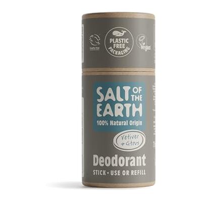 Salt Of the Earth Ricarica stick deodorante naturale Vetiver & Agrumi, vegano, approvato da Leaping Bunny, prodotto nel Regno Unito, 75g Salt Of the Earth Ricarica stick deodorante naturale Vetiver & Agrumi, vegano, approvato da Leaping Bunny, prodotto nel Regno Unito, 75g