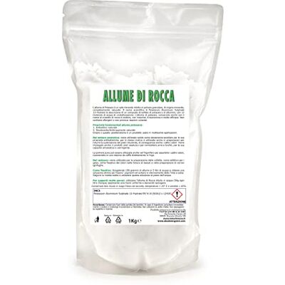EKO "MADE IN ITALY" Allume di Potassio, Allume di Rocca in polvere busta 1Kg Deodorante Naturale EKO "MADE IN ITALY" Allume di Potassio, Allume di Rocca in polvere busta 1Kg Deodorante Naturale