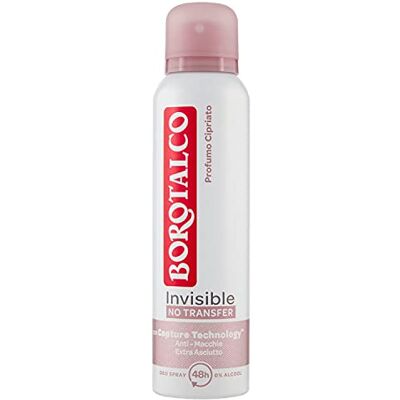 Borotalco , Deodorante Spray Invisible Rosa, Assorbe il Sudore e non Lascia Aloni, senza Alcool, Freschezza Continua, Profumo Cipriato, Deodorante Uomo e Donna, Flacone da 150 ml Borotalco , Deodorante Spray Invisible Rosa, Assorbe il Sudore e non Lascia Aloni, senza Alcool, Freschezza Continua, Profumo Cipriato, Deodorante Uomo e Donna, Flacone da 150 ml