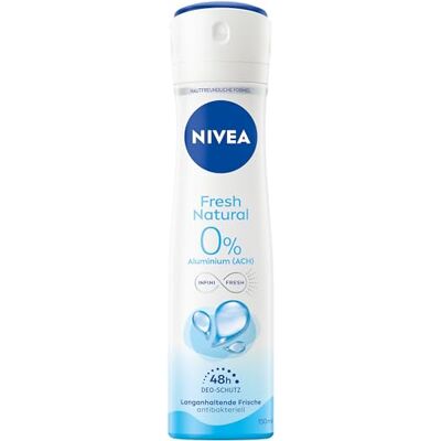 NIVEA Fresh Natural Deo Spray (150 ml), Deo Ohne Alluminio (ACH) con più estratti e formale, deodorante con protezione 48h e protezione sanfter NIVEA Fresh Natural Deo Spray (150 ml), Deo Ohne Alluminio (ACH) con più estratti e formale, deodorante con protezione 48h e protezione sanfter