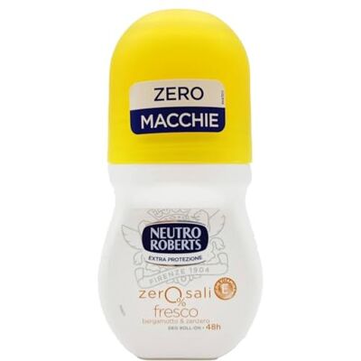 NEUTRO ROBERTS Deodorante Roll-On Fresco, Zero Sali di Alluminio, Bergamotto e Zenzero, Anti-Macchie, 48H, 50 ml (1 pezzo) (Roll-on 1 Pezzo) NEUTRO ROBERTS Deodorante Roll-On Fresco, Zero Sali di Alluminio, Bergamotto e Zenzero, Anti-Macchie, 48H, 50 ml (1 pezzo) (Roll-on 1 Pezzo)