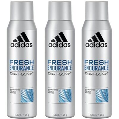 Adidas Fresh Endurance Deodorante Antitraspirante Spray, 150 ml, Protezione 72H, Tecnologia Heat Activated Body Response, Anti-Odore e Anti-Sudore, per Sport (3) Adidas Fresh Endurance Deodorante Antitraspirante Spray, 150 ml, Protezione 72H, Tecnologia Heat Activated Body Response, Anti-Odore e Anti-Sudore, per Sport (3)