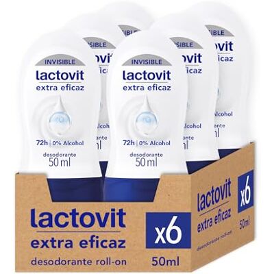 Lactovit Deodorante extra efficace invisibile Men anti-macchia, 0% alcool, anti-irritazione e 48h di efficacia, deodorante roll-on con proteine calcio confezione da 6 x 50 ml Lactovit Deodorante extra efficace invisibile Men anti-macchia, 0% alcool, anti-irritazione e 48h di efficacia, deodorante roll-on con proteine calcio confezione da 6 x 50 ml