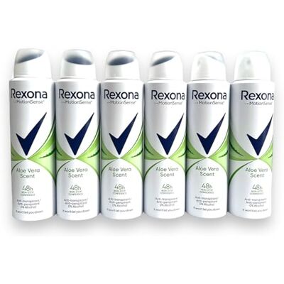 Rexona Deodorante spray da donna "Aloe Vera" Motionsense, 48 ore, confezione da 6 (6 x 150 ml) Rexona Deodorante spray da donna "Aloe Vera" Motionsense, 48 ore, confezione da 6 (6 x 150 ml)