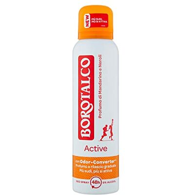 Borotalco , Deodorante Spray Active Arancione, Senza Alcool, con Odor-Converter per Profumo a Rilascio Graduale e Freschezza Continua, Profumo di Mandarino e Neroli, Deodorante Uomo e Donna, 150 ml Borotalco , Deodorante Spray Active Arancione, Senza Alcool, con Odor-Converter per Profumo a Rilascio Graduale e Freschezza Continua, Profumo di Mandarino e Neroli, Deodorante Uomo e Donna, 150 ml