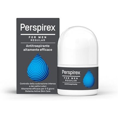 PERSPIREX For Men Antitraspirante Roll-On 20 ml Efficace Contro il Sudore Sotto le Ascelle, Formula Innovativa a Lunga Durata, Delicato sulla Pelle, Comodo e Facile da Trasportare (20ml, Regular) PERSPIREX For Men Antitraspirante Roll-On 20 ml Efficace Contro il Sudore Sotto le Ascelle, Formula Innovativa a Lunga Durata, Delicato sulla Pelle, Comodo e Facile da Trasportare (20ml, Regular)