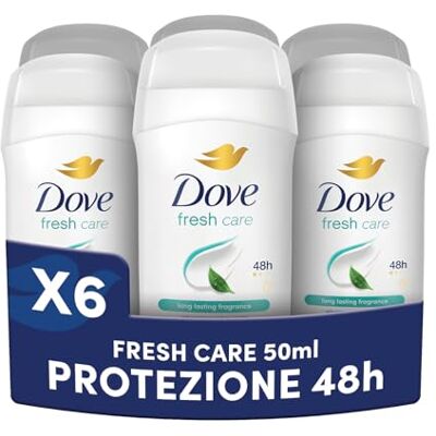 Dove Deodorante Stick, Fresh Care, Deodorante Antitraspirante in Stick, Protezione Fino a 48 Ore, con 1/4 di Crema Idratante, Formula Delicata, Deodorante Uomo e Donna, 6 Pezzi da 50 ml Dove Deodorante Stick, Fresh Care, Deodorante Antitraspirante in Stick, Protezione Fino a 48 Ore, con 1/4 di Crema Idratante, Formula Delicata, Deodorante Uomo e Donna, 6 Pezzi da 50 ml