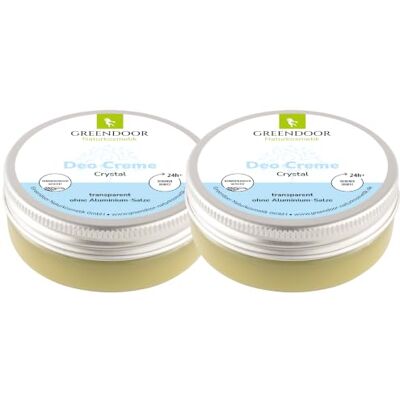 GREENDOOR Crema deodorante crystal vegan, confezione da 2 pezzi, 2 x 50 ml, senza odore di sudore, senza sbiancamento, senza zinco, alcool naturale, senza esperimenti sugli animali, dermatologicamente GREENDOOR Crema deodorante crystal vegan, confezione da 2 pezzi, 2 x 50 ml, senza odore di sudore, senza sbiancamento, senza zinco, alcool naturale, senza esperimenti sugli animali, dermatologicamente